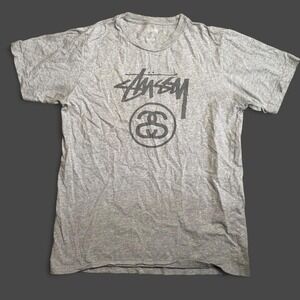 Vintage Grey stussy shirt with logo in front MEN SIZE S